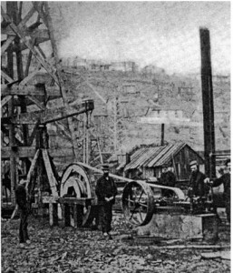 Dramatic-Oil-Company-Venango--AOGHS Cable-tool oil derrick circa 1860s