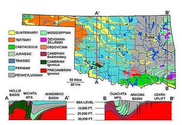 OK_Geology_AOGHS Geologic map of Oklahoma.
