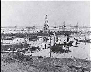 Ohio_Offshore_1890_AOGHS Ohio offshore wells circa 1890s rigs on Grand Lake St. Marys