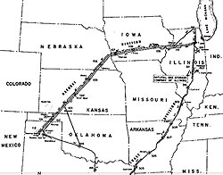 October-16-gas-lines-AOGHS A map of a 1931 natural gas pipeline from North Texas to Illinois.