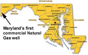 October-20-Maryland-gas-wel Maryland map of first natural gas well, Garrett County.