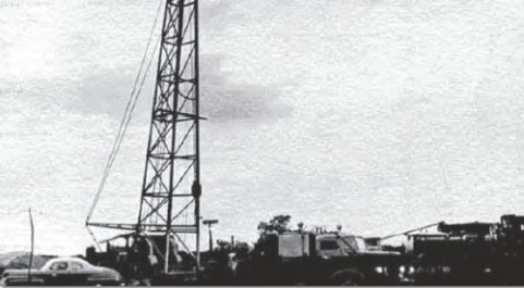 March-17-Hydro-frac-AOGHS petroleum history march rare photo of first hydraulic fracture of oil well