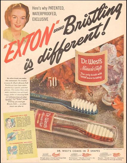 August-2-Nylon-AOGHS 1938 ad for petroleum product nylon bristles on toothbrushes.