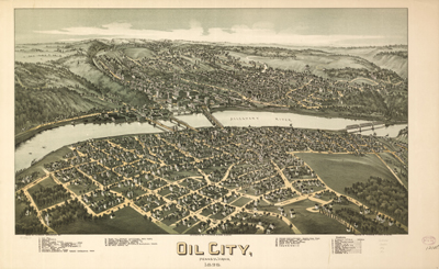 December-21-Fowler-AOGHS T.M. Fowler's "bird's eye view" of Oil City, Pennsylvania.