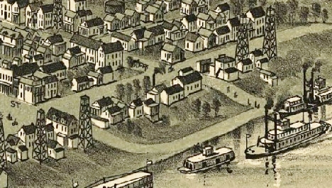 Sistersville-This-Week-AOGHS Detail from Fowler Sistersville, WV, panorama.