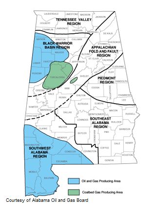 February-17-Alabama-AOGHS Alabama geological map showing petroleum regions.