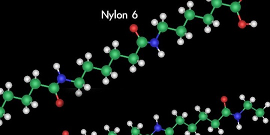 February-28-nylon-AOGHS Man-made fiber Nylon 6 illustration of its six carbon atoms per molecule.