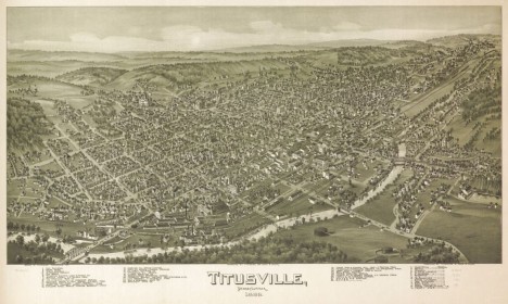 Titusville-Map-AOGHS An 1896 M. Fowler panorama of Titusville, Pennsylvania,