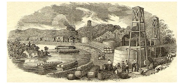 42 gallon oil barrel stock certificate vignette of barrels