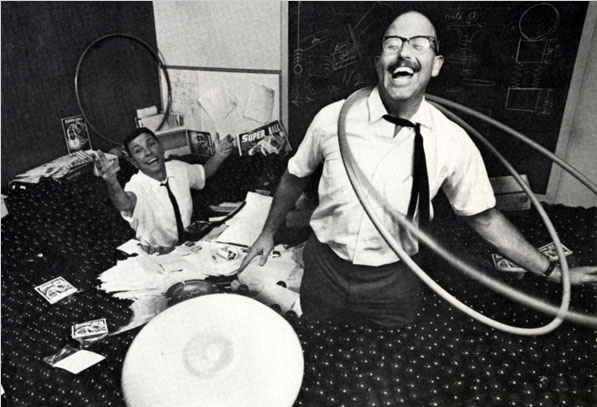 Hula-Hoop-inventors-AOGHS Inventor Arthur Melin demonstrates his plastic hula hoops.