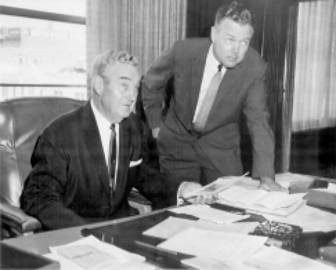 W.A. "Monty" Moncrief and his son "Tex" in Fort Worth's Moncrief Building.