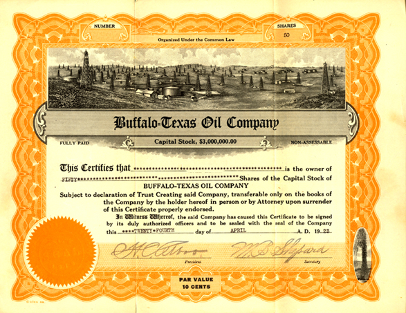 pump jack capital of texas old oil company stock certificate