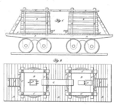 April-10-Densmore-patent-AOGHS Patent drawing of Densmore Oil Tank Car that briefly revolutionized transportation of oil.