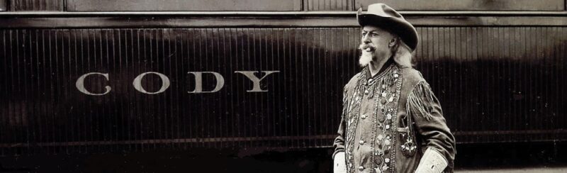 Buffalo Bill Cody, oil company investor, pictured in buckskins