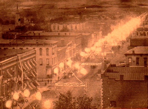 Indiana cities erected the “flambeaux” arches to promote natural gas supplies.