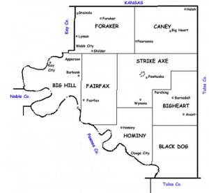 county map and Pawhuska