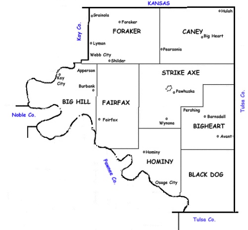 county map and Pawhuska