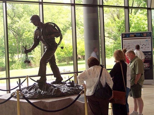 A bronze statue, “The Doodlebugger,” welcomes visitors to the Society of Exploration Geophysicists headquarters in Tulsa. The name is a badge of honor for geophysical crews seeking oil.