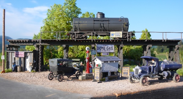Model rail road diorama of 192s Dome Gas Station at Takoma Park