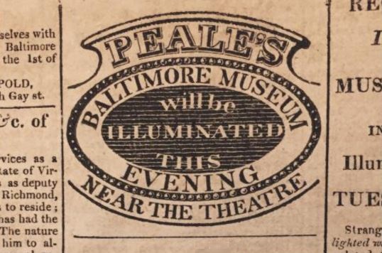 Ad for Peale Museum illumination.